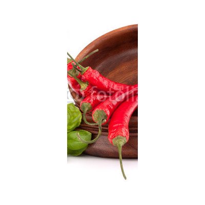 WEBLUX 44639142 Samolepka na lednici fólie Hot red chili or chilli pepper in wooden bowls stack Horké červené chilli nebo papriku papriky v dřevěné mísy zásobníku rozměry 80 x 200 cm