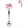 Piercing Šperky4U piercing do obočí s kulatým kamenem růžová OB0012-P