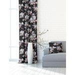 Zatemňovací závěsy Kytky šedé - Blackout - kroužky na závěsy stříbrné lesk 390351-101 – Hledejceny.cz