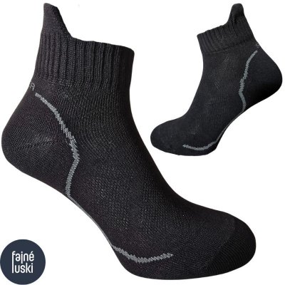 Bavlněné kotníkové ponožky stříbrné vlákno černá – Zboží Dáma