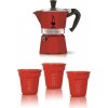 Moka konvice Bialetti Moka Express Set 3 červený 3 hrnky