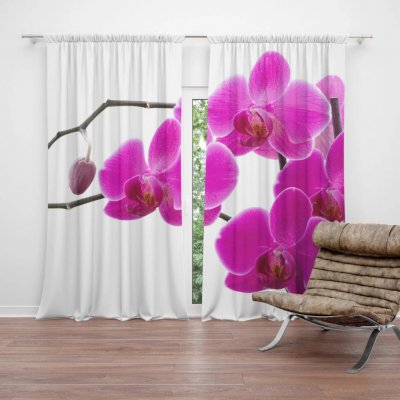 Sablio Závěs Fialové orchideje: 2ks 140x250cm – Hledejceny.cz