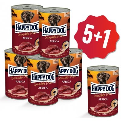 Happy Dog Sensible Pure Africa pštrosí maso 6 x 400 g