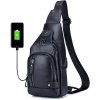 Taška  Bullcaptain kožená taška přes rameno s USB Helmer Černý 5L BULLCAPTAIN XB129USBs2