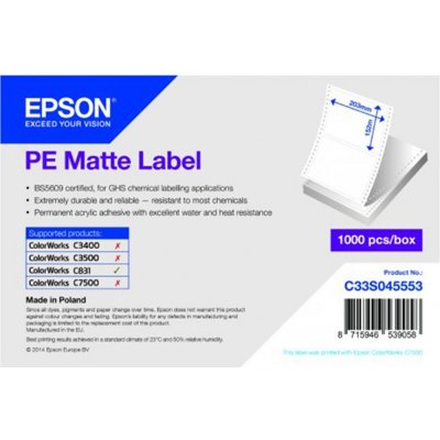 Epson etikety 203mm x 152mm, bílé, baleno po 1000 ks, C33S045553, pro inkoustové tiskárny – Zbozi.Blesk.cz
