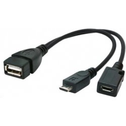 Kabel CABLEXPERT USB AF/micro BM + micro BF, OTG + dobíjení, 15cm, pro tablety a smartphone