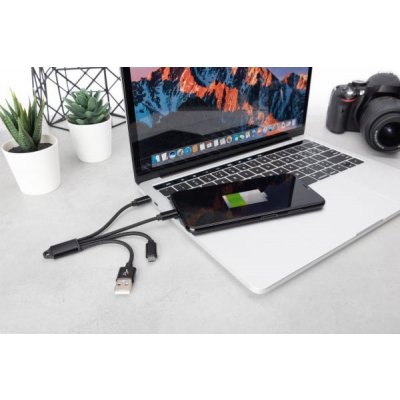 DIGITUS Nabíjecí kabel USB 3 v 1 - USB A - Lightning + micro B + typ C M/ M/M/M 0,15 m