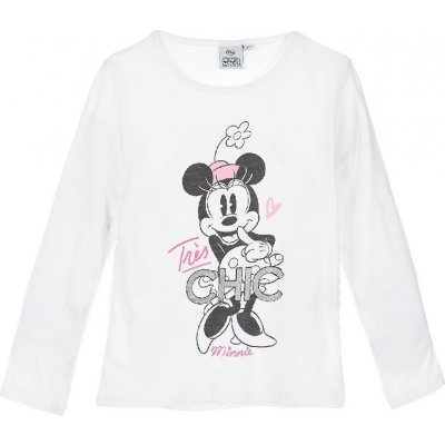 Disney Minnie mouse dívčí tričko s dlouhými rukávy bílé