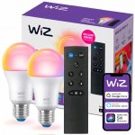 WiZ SET 2x LED žárovka E27 A60 8W 60W 806lm 2200-6500K RGB IP20, stmívatelná + ovladač – Hledejceny.cz