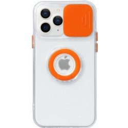 Pouzdro Appleking transparentní s držákem na prst akou kamery iPhone 14 Pro - oranžové