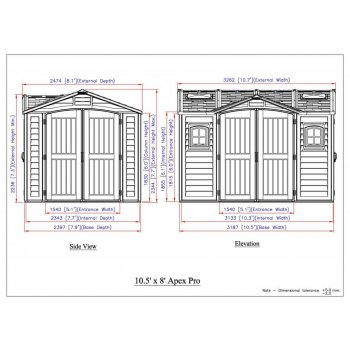 Duramax Zahradní plastový domek Apex Pro 10.5'x8' 7,6 m² - šedý/antracit + podlahová konstrukce 40116