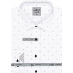 AMJ Comfort pánská košile dlouhý rukáv s jemným tištěným vzorem VDBR1299 bílá