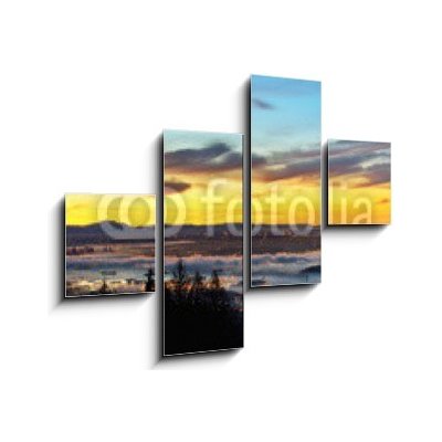 Obraz 4D čtyřdílný - 120 x 90 cm - Vancouver Panoramic Cityscapes at sunrise Vancouver panoramatické městské scenérie při východu slunce – Hledejceny.cz