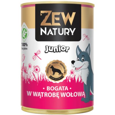 Zew Natury Junior 94% maso bohaté na hovězí játra 12 x 400 g