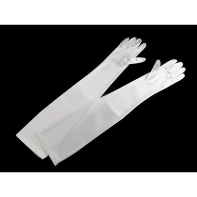 Prima-obchod Dlouhé společenské rukavice saténové, 3 55 cm bílá – Zboží Dáma