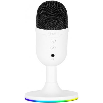 Marvo, herní/streamovací mikrofon, MIC-06, bílá, RGB podsvícení, vstup pro sluchátka