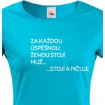 Bezvatriko.cz Dámské tričko Za každou úspěšnou ženou stojí muž Modrá – Hledejceny.cz