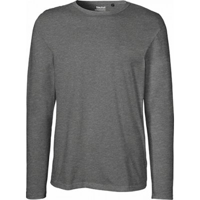 Neutral Moderní organické triko s dlouhými rukávy šedá tmavá melír NE61050