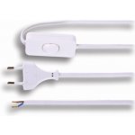 Solight flexo šňůra, 2x 0,75mm2, bílá, plochá, vypínač, 3m PF13 – Zboží Živě