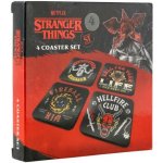 CurePink Tácky pod sklenice Stranger Things Phrases balení 4 ks 10x10cm – Sleviste.cz