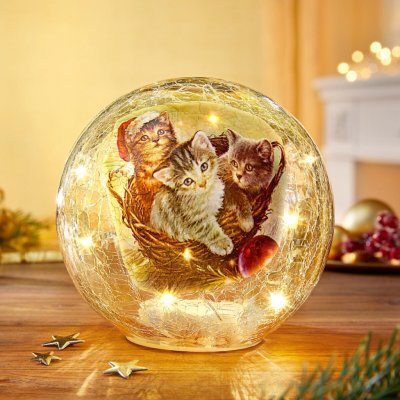 Die moderne Hausfrau LED Skleněná koule Vánoční koťata 493002, Ø 15 cm – Hledejceny.cz