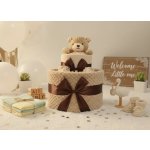 Brumlík dvoupatrový plenkový dort Medvídek kapučíno – Zboží Dáma