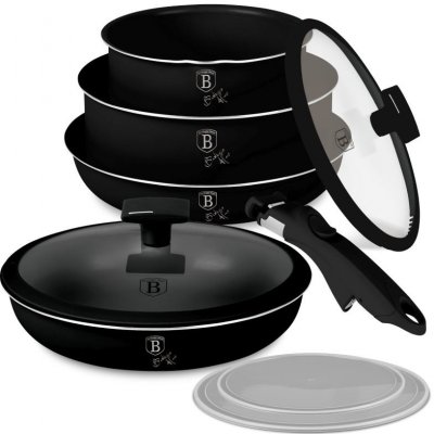BERLINGERHAUS Sada nádobí s titanovým povrchem 9 ks Matte Black Collection BH-8257 – Zboží Dáma