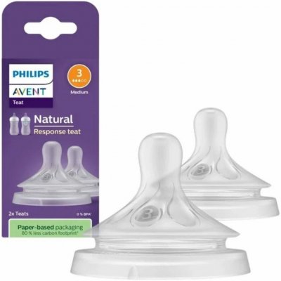 Philips Avent savička Natural Response 3 pomalý průtok 2 ks transparentní – Hledejceny.cz