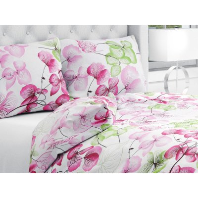 Biante bavlna povlečení Sandra SA-366 Růžovo-zelené květy na bílém 140x220 70x90 – Zboží Mobilmania