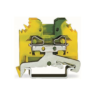 WAGO Svorka 281-107 2vodičová, pro ochranný vodič, na DIN lištu 35 × 15 a 35 × 7,5, CAGE CLAMP®, 4,00 mm², zelenožlutá 281-107 – Sleviste.cz