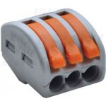 Svorka wago 222-413 s páčkou šedá bezšroubová 3x2,5-4mm2 3-pólová – Sleviste.cz