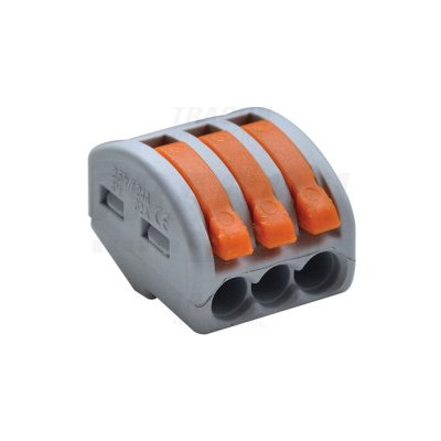 Svorka wago 222-413 s páčkou šedá bezšroubová 3x2,5-4mm2 3-pólová – Sleviste.cz
