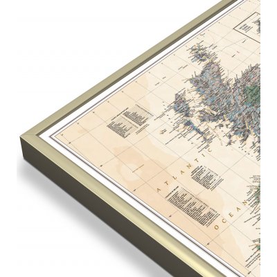 National Geographic Velká Británie a Irsko - nástěnná mapa Executive 60 x 77 cm Varianta: mapa v hliníkovém rámu, Provedení: zlatý matný rám – Zboží Mobilmania