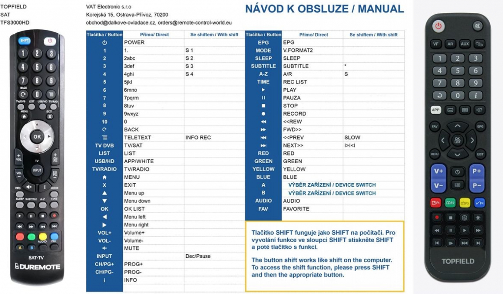 Dálkový ovladač General Topfield TFS3000 HD, TF-S3000RHD