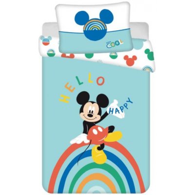 Jerry Fabrics povlečení Mickey Rainbow modré 100 x 135 , 40 x 60 cm – Zbozi.Blesk.cz