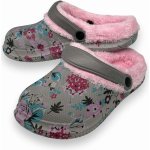 Fashion dámské zateplené gumové nazouváky růžovo šedé – Zboží Dáma