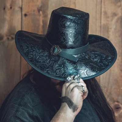 House of Warfare Kožený klobouk Van Helsing s ozdobnou ražbou – Zboží Mobilmania