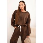 Kesi dámská oversize souprava z viskózy s efektem vyblednutí tmavě hnědá – Zboží Dáma