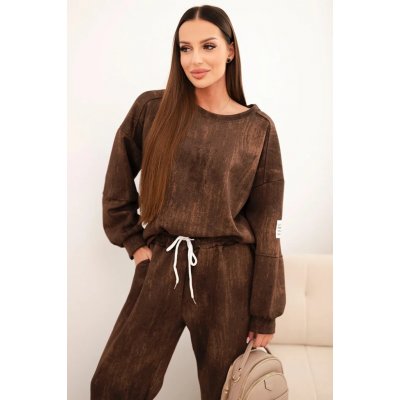 Kesi dámská oversize souprava z viskózy s efektem vyblednutí tmavě hnědá – Zboží Dáma