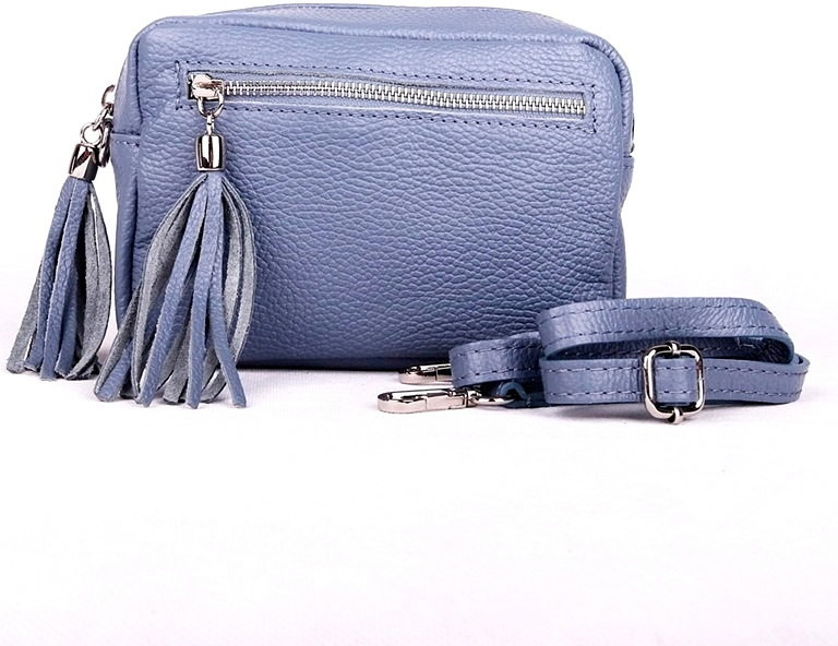 Vera Pelle malá džínově modrá kožená crossbody kabelka no. 76