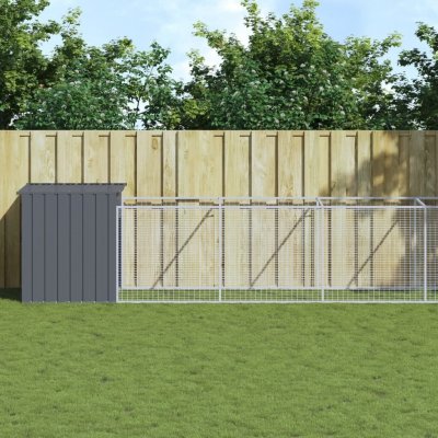 vidaXL Psí bouda s výběhem antracitová 110 x 1221 x 110 cm pozinkovaná ocel 9799.3189083 – Hledejceny.cz