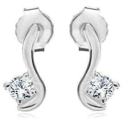 Šperky eshop puzetové náušnice ze stříbra vlnka s kulatým čirým kamenem Z16.10 – Zboží Mobilmania