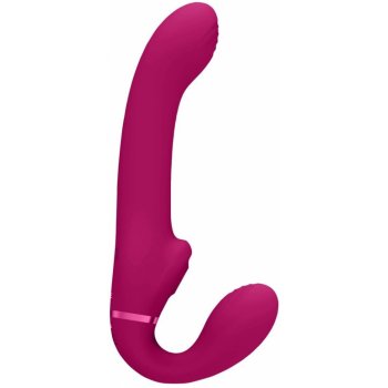Vive AI Vibrační vkládací dildo růžové strapless strap on s tlakovým stimulátorem klitorisu 23,5 x 4,2 cm