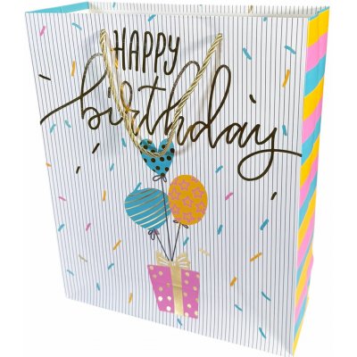Dárková taška velká Happy Birthday se třpytkami Typ: 4 – Zboží Mobilmania