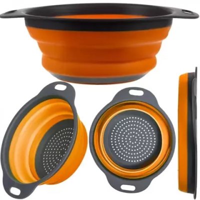 Ruhhy 20780 Skládací silikonový cedník 24 cm oranžovošedý – Zboží Dáma