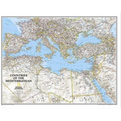 National Geographic Státy středozemního moře - nástěnná mapa Classic 78 x 60 cm Varianta: bez rámu v tubusu, Provedení: laminovaná mapa v lištách