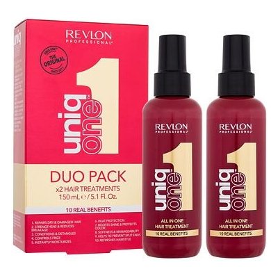 Revlon Uniq One All In One Hair Treatment Duo Pack bezoplachová regenerační péče ve spreji pro ženy bezoplachová péče na vlasy Uniq One Hair Treatment 2x 150 ml