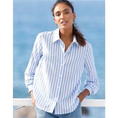 Proužkovaná košile z bavlny bílá/modrá – Hledejceny.cz