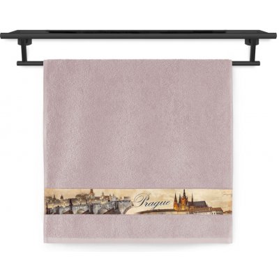 Veba ručník NORA tisk město Praha starorůžová 50 x 100 cm – Sleviste.cz