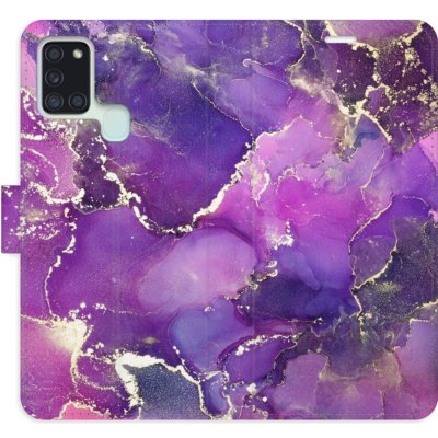 Pouzdro iSaprio Flip s kapsičkami na karty - Purple Marble Samsung Galaxy A21s – Zboží Mobilmania